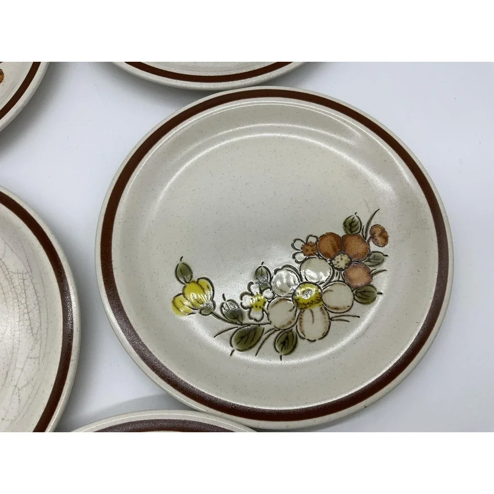 Vintage Woodhaven Collection Sunnybrook Bread Plates Set Of 5 Floral Stoneware